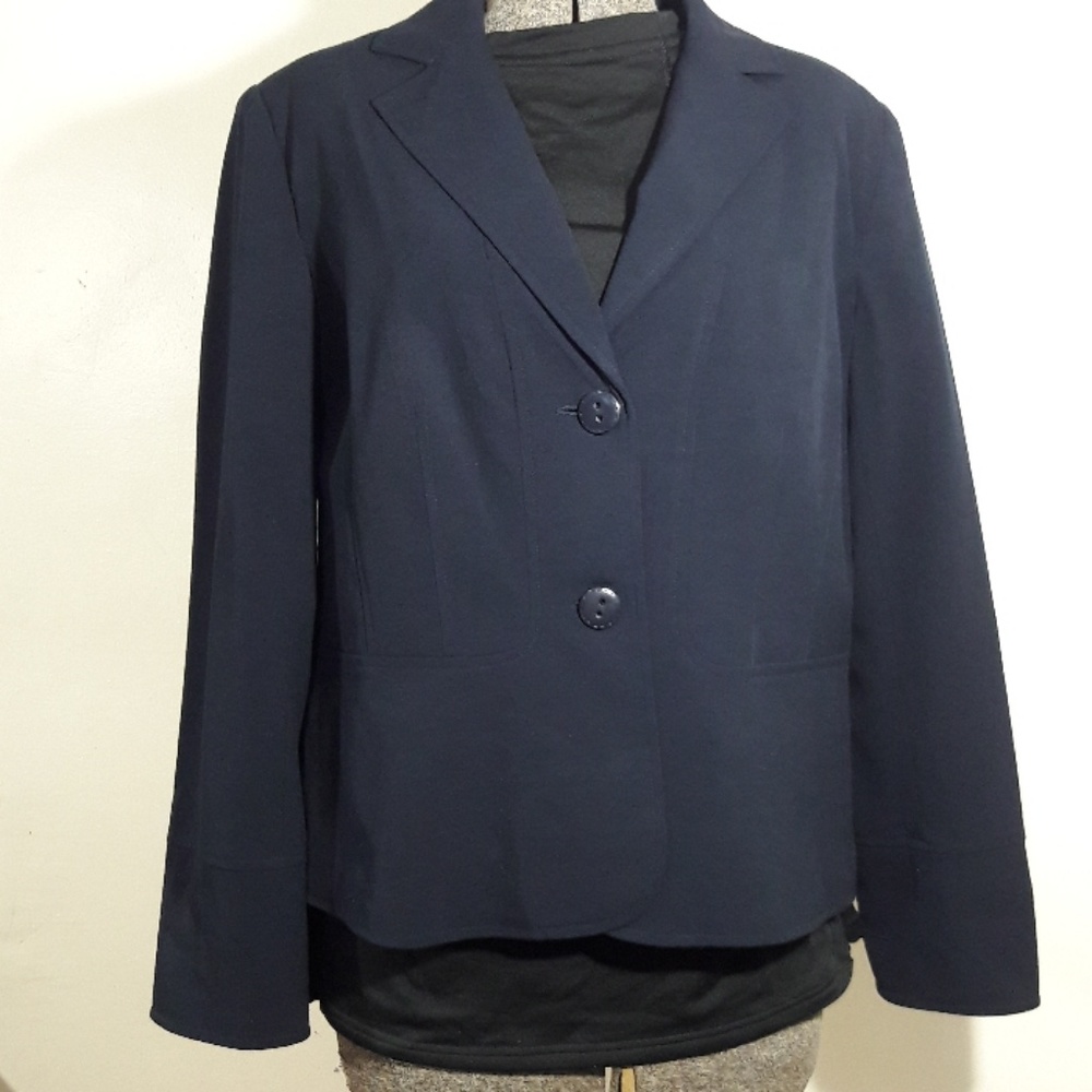 Women's formal navy blue two-button blazer